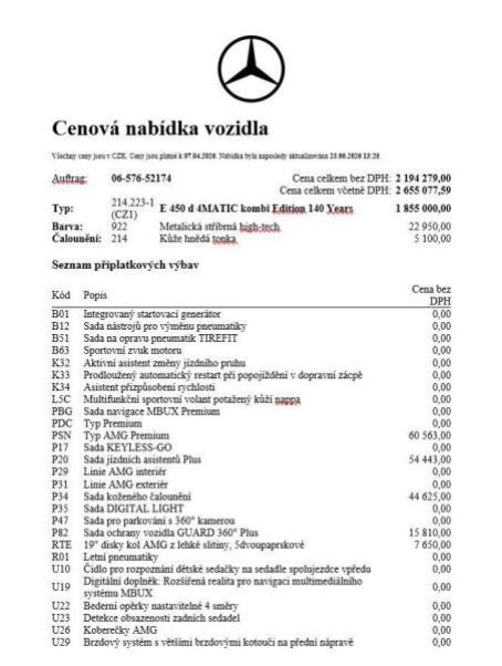 Mercedes Třída E - hlavní fotka inzerátu